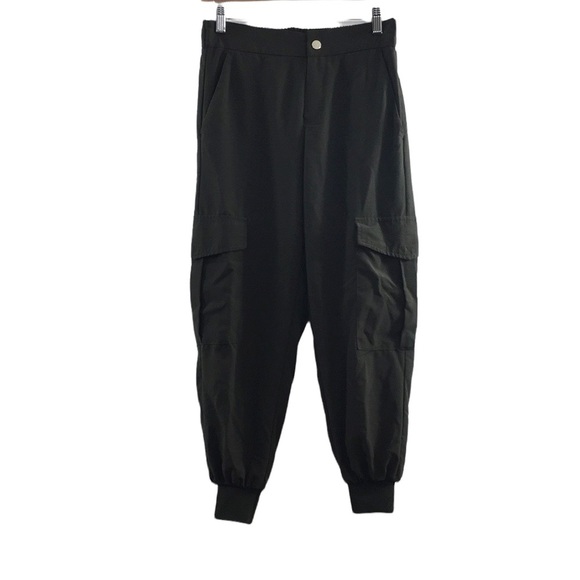 Zara‎ Green Cargo Jogger Pants Womens Small Tapered Leg Pull On - Picture 1 of 8
